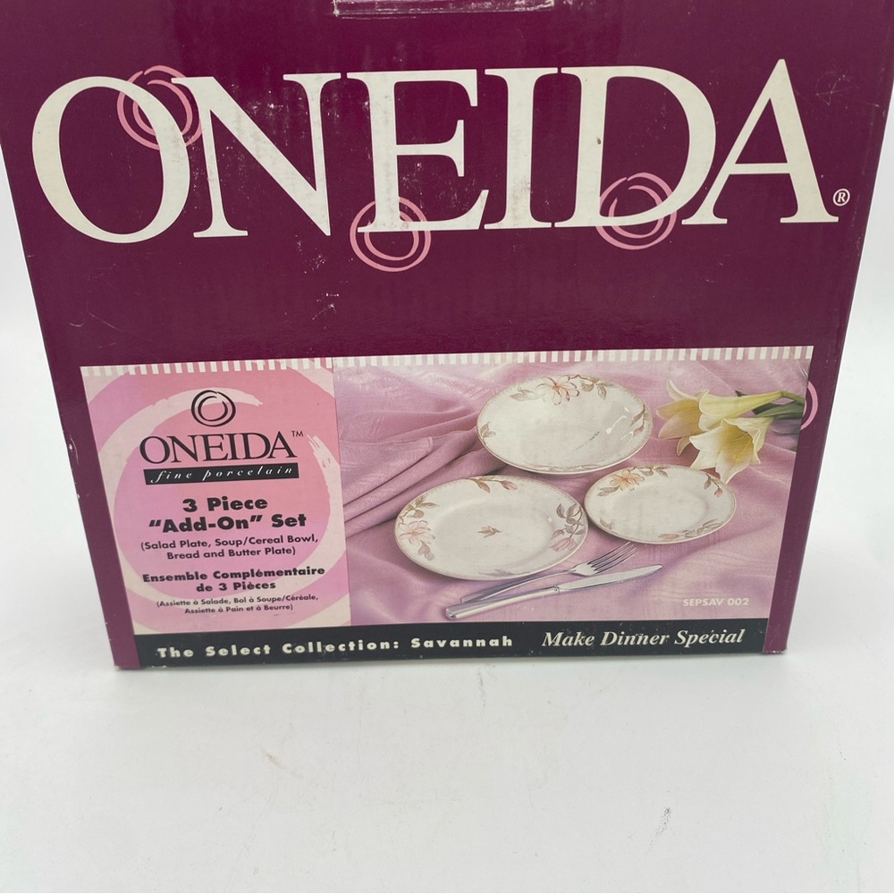 3pc add on set Oneida Porcelain Savannah salad plate soup bowl bread plate